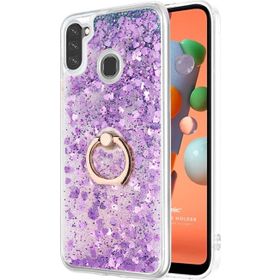 Microsonic Samsung Galaxy M11 Glitter Liquid Holder Mor Cep Telefonu Kılıfı