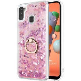 Microsonic Samsung Galaxy M11 Glitter Liquid Holder Pembe Cep Telefonu Kılıfı