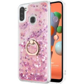 Microsonic Samsung Galaxy M11 Glitter Liquid Holder Pembe Cep Telefonu Kılıfı