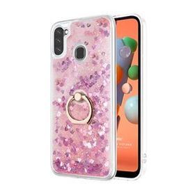 Microsonic Samsung Galaxy M11 Glitter Liquid Holder Pembe Cep Telefonu Kılıfı