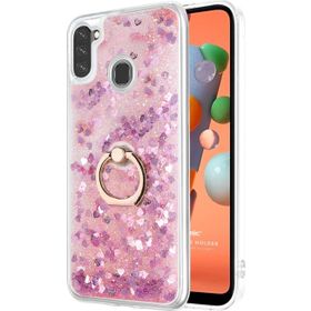 Microsonic Samsung Galaxy M11 Glitter Liquid Holder Pembe Cep Telefonu Kılıfı
