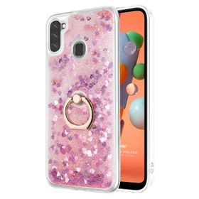 Microsonic Samsung Galaxy M11 Glitter Liquid Holder Pembe Cep Telefonu Kılıfı