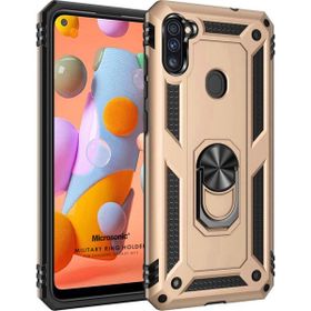 Microsonic Samsung Galaxy M11 Military Ring Holder Gold Cep Telefonu Kılıfı