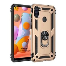 Microsonic Samsung Galaxy M11 Military Ring Holder Gold Cep Telefonu Kılıfı