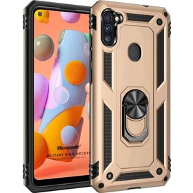 Microsonic Samsung Galaxy M11 Military Ring Holder Gold Cep Telefonu Kılıfı