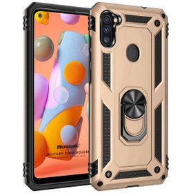 Microsonic Samsung Galaxy M11 Military Ring Holder Gold Cep Telefonu Kılıfı