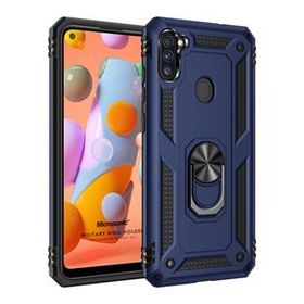 Microsonic Samsung Galaxy M11 Military Ring Holder Lacivert Kılıf