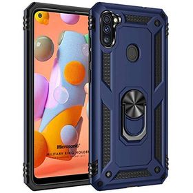 Microsonic Samsung Galaxy M11 Military Ring Holder Lacivert Kılıf
