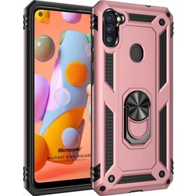 Microsonic Samsung Galaxy M11 Military Ring Holder Rose Gold Cep Telefonu Kılıfı