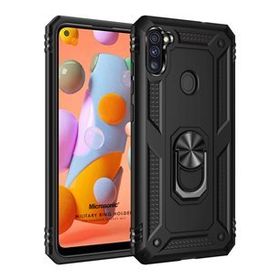 Microsonic Samsung Galaxy M11 Military Ring Holder Siyah Kılıf