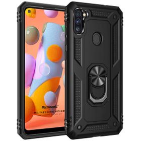 Microsonic Samsung Galaxy M11 Military Ring Holder Siyah Kılıf