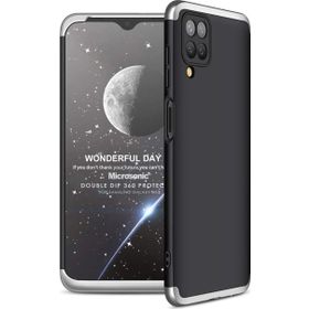 Microsonic Samsung Galaxy M12 Double Dip 360 Protective Siyah Gri Kılıf