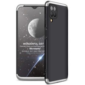 Microsonic Samsung Galaxy M12 Double Dip 360 Protective Siyah Gri Kılıf