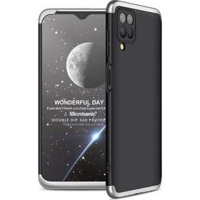 Microsonic Samsung Galaxy M12 Double Dip 360 Protective Siyah Gri Kılıf