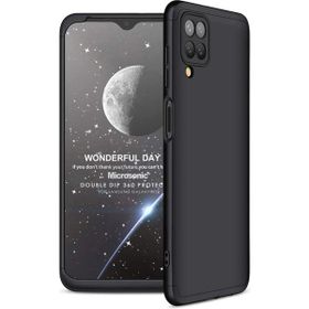 Microsonic Samsung Galaxy M12 Double Dip 360 Protective Siyah Kılıf