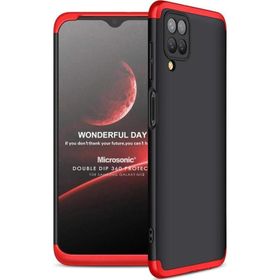 Microsonic Samsung Galaxy M12 Double Dip 360 Protective Siyah Kırmızı Kılıf