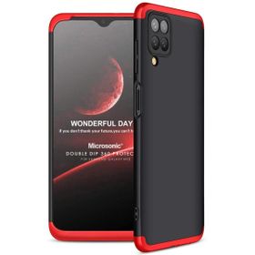 Microsonic Samsung Galaxy M12 Double Dip 360 Protective Siyah Kırmızı Kılıf