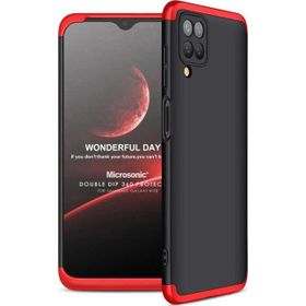 Microsonic Samsung Galaxy M12 Double Dip 360 Protective Siyah Kırmızı Kılıf
