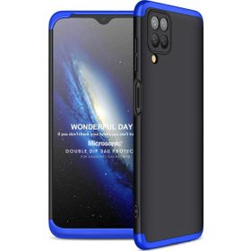 Microsonic Samsung Galaxy M12 Double Dip 360 Protective Siyah Mavi Kılıf