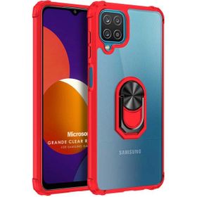 Microsonic Samsung Galaxy M12 Grande Clear Ring Holder Kırmızı Kılıf