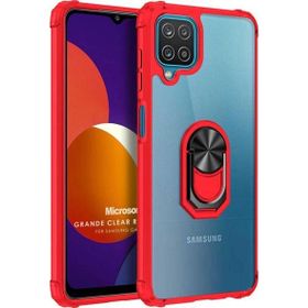Microsonic Samsung Galaxy M12 Grande Clear Ring Holder Kırmızı Kılıf