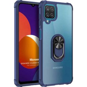 Microsonic Samsung Galaxy M12 Grande Clear Ring Holder Lacivert Kılıf