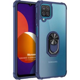 Microsonic Samsung Galaxy M12 Grande Clear Ring Holder Lacivert Kılıf