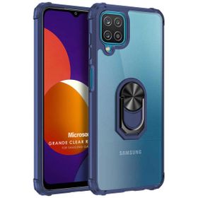 Microsonic Samsung Galaxy M12 Grande Clear Ring Holder Lacivert Kılıf
