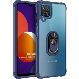 Microsonic Samsung Galaxy M12 Grande Clear Ring Holder Lacivert Kılıf
