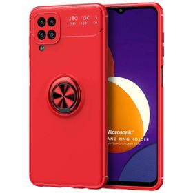 Microsonic Samsung Galaxy M12 Kickstand Ring Holder Kırmızı Kılıf
