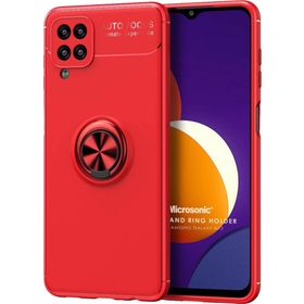 Microsonic Samsung Galaxy M12 Kickstand Ring Holder Kırmızı Kılıf