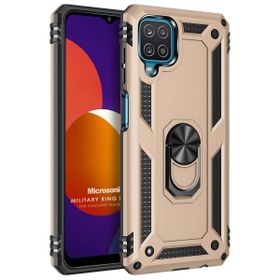 Microsonic Samsung Galaxy M12 Military Ring Holder Gold Cep Telefonu Kılıfı