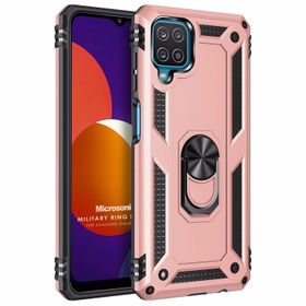 Microsonic Samsung Galaxy M12 Military Ring Holder Rose Gold Cep Telefonu Kılıfı