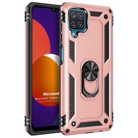 Microsonic Samsung Galaxy M12 Military Ring Holder Rose Gold Cep Telefonu Kılıfı