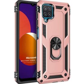 Microsonic Samsung Galaxy M12 Military Ring Holder Rose Gold Cep Telefonu Kılıfı