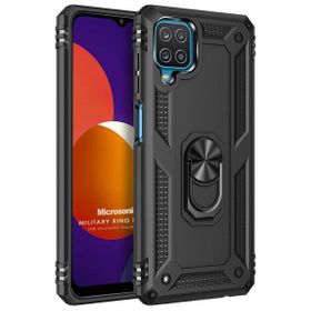 Microsonic Samsung Galaxy M12 Military Ring Holder Siyah Kılıf