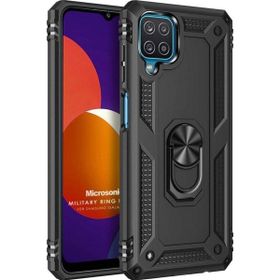 Microsonic Samsung Galaxy M12 Military Ring Holder Siyah Kılıf