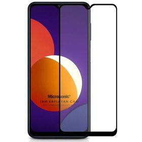 Microsonic Samsung Galaxy M12 Tam Kaplayan Temperli Siyah Cam Ekran Koruyucu