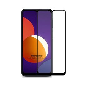 Microsonic Samsung Galaxy M12 Tam Kaplayan Temperli Siyah Cam Ekran Koruyucu