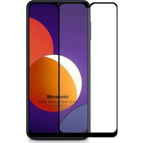 Microsonic Samsung Galaxy M12 Tam Kaplayan Temperli Siyah Cam Ekran Koruyucu