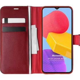 Microsonic Samsung Galaxy M13 Delux Leather Wallet Kırmızı Kılıf
