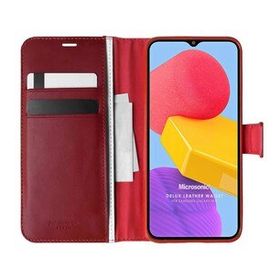Microsonic Samsung Galaxy M13 Delux Leather Wallet Kırmızı Kılıf