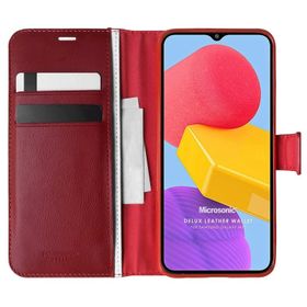 Microsonic Samsung Galaxy M13 Delux Leather Wallet Kırmızı Kılıf