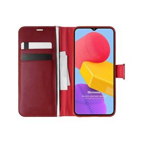 Microsonic Samsung Galaxy M13 Delux Leather Wallet Kırmızı Kılıf