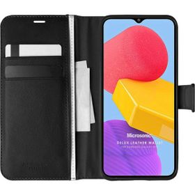 Microsonic Samsung Galaxy M13 Delux Leather Wallet Siyah Kılıf