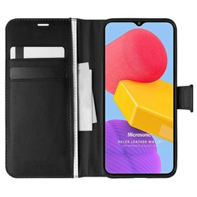 Microsonic Samsung Galaxy M13 Delux Leather Wallet Siyah Kılıf