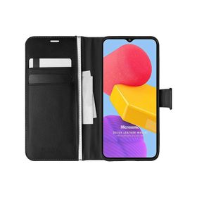 Microsonic Samsung Galaxy M13 Delux Leather Wallet Siyah Kılıf