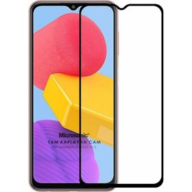 Microsonic Samsung Galaxy M13 Tam Kaplayan Temperli Siyah Cam Ekran Koruyucu