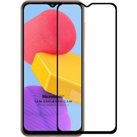 Microsonic Samsung Galaxy M13 Tam Kaplayan Temperli Siyah Cam Ekran Koruyucu
