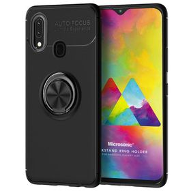 Microsonic Samsung Galaxy M20 Deri Dokulu Siyah Silikon Kılıf